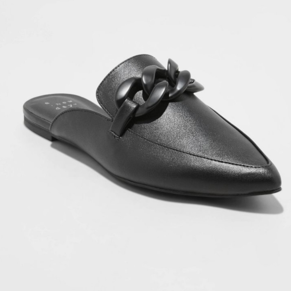 A New Day amber black slip on mule flats women’s size 9 shoes 9 NWT